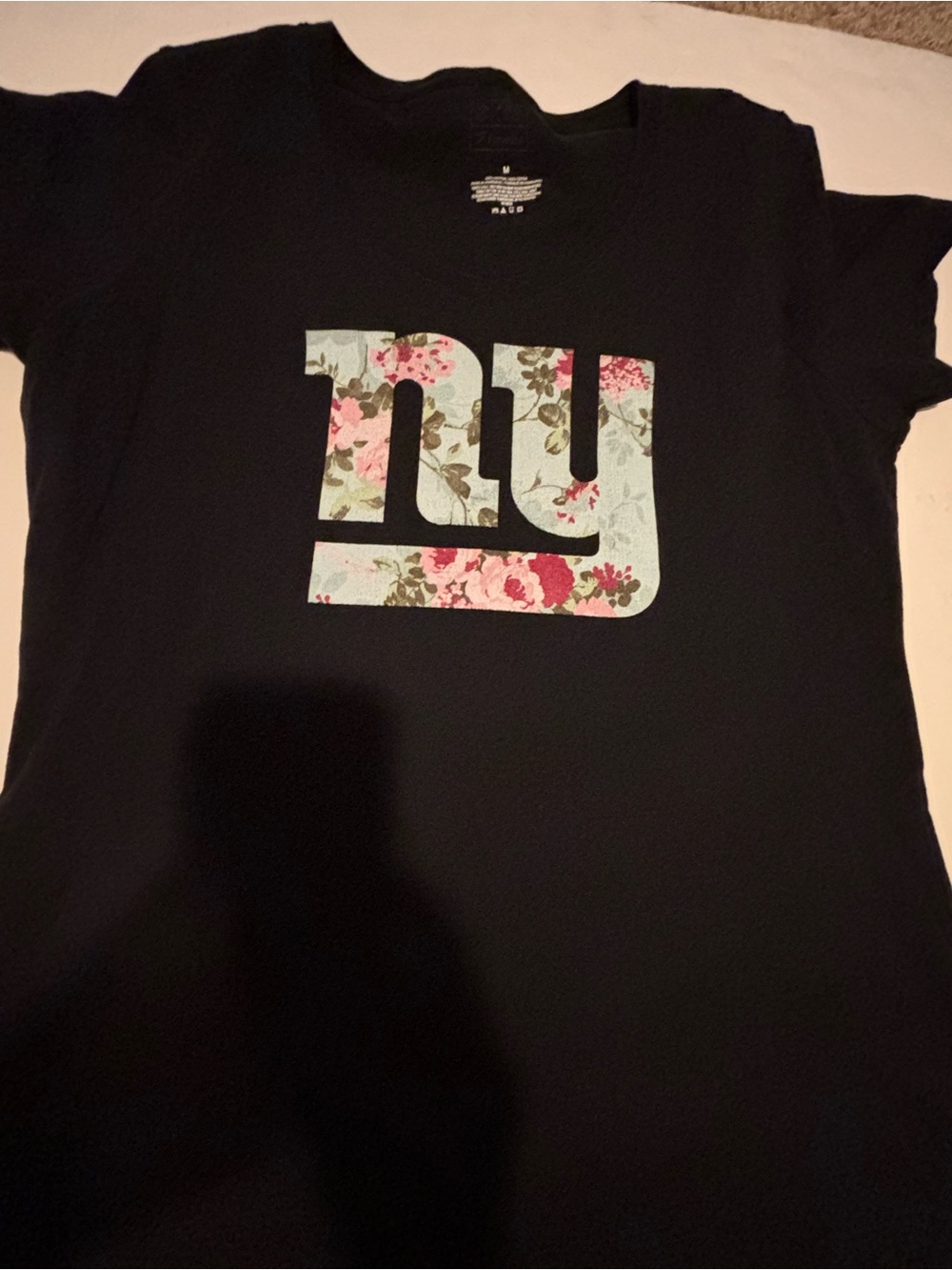 New York giants Floral Logo Womens Black Tee